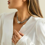 Manu - Vintažni ogrlica s višebojnim kuglicama zlatne boje